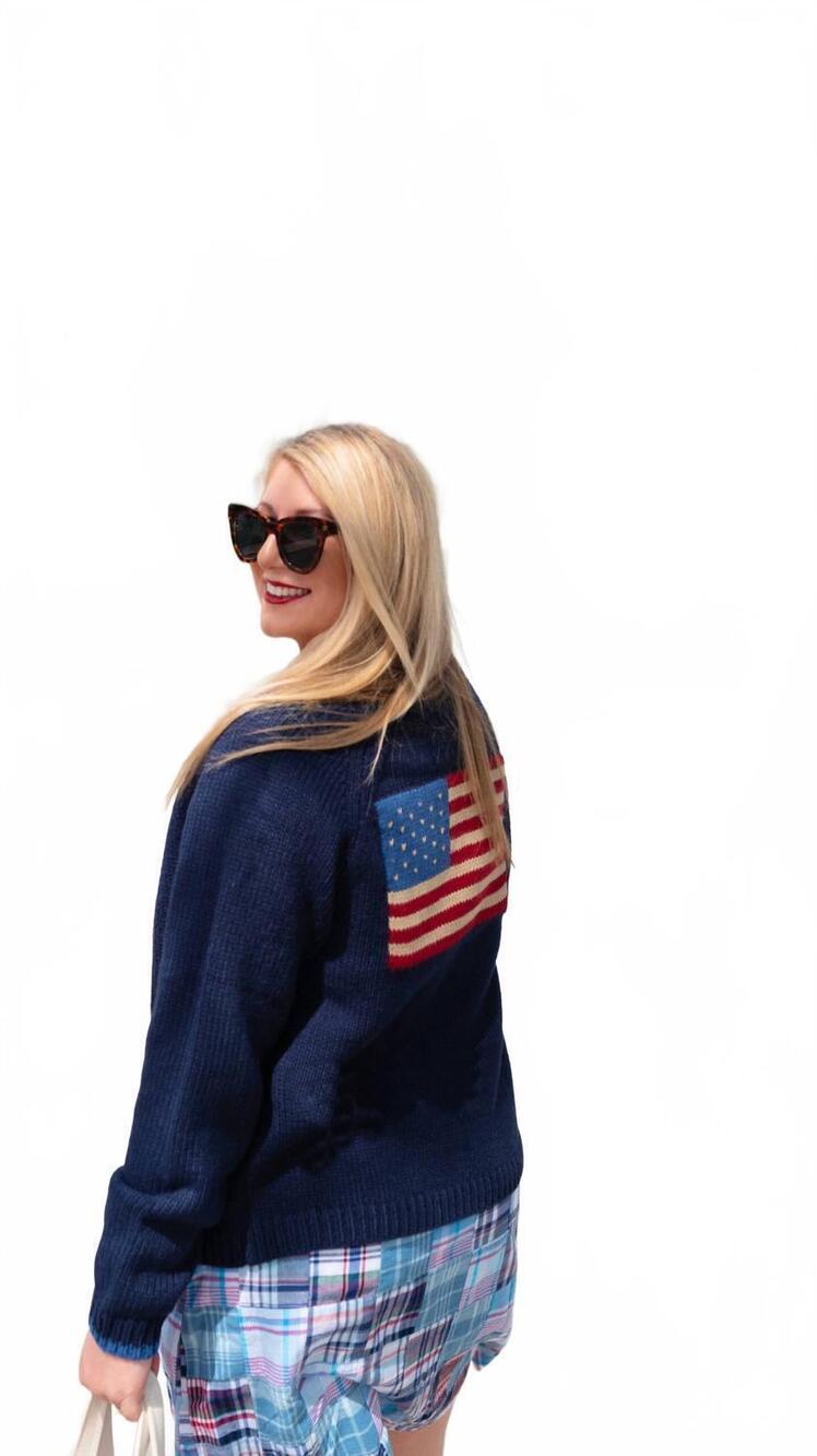 NEW PINK PINEAPPLE flag cardigan in navy